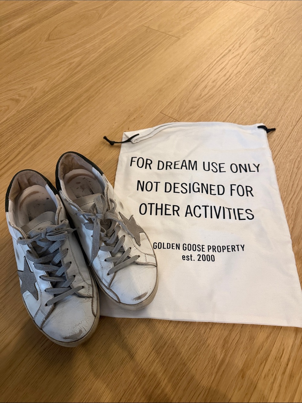 Golden Goose Superstar Sneakers (white/grey/green) with Dust Bag